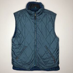 Pacific Trail Outdoor Wear Mens Large Green Blue Full Zip Reversible Fleece Vest
